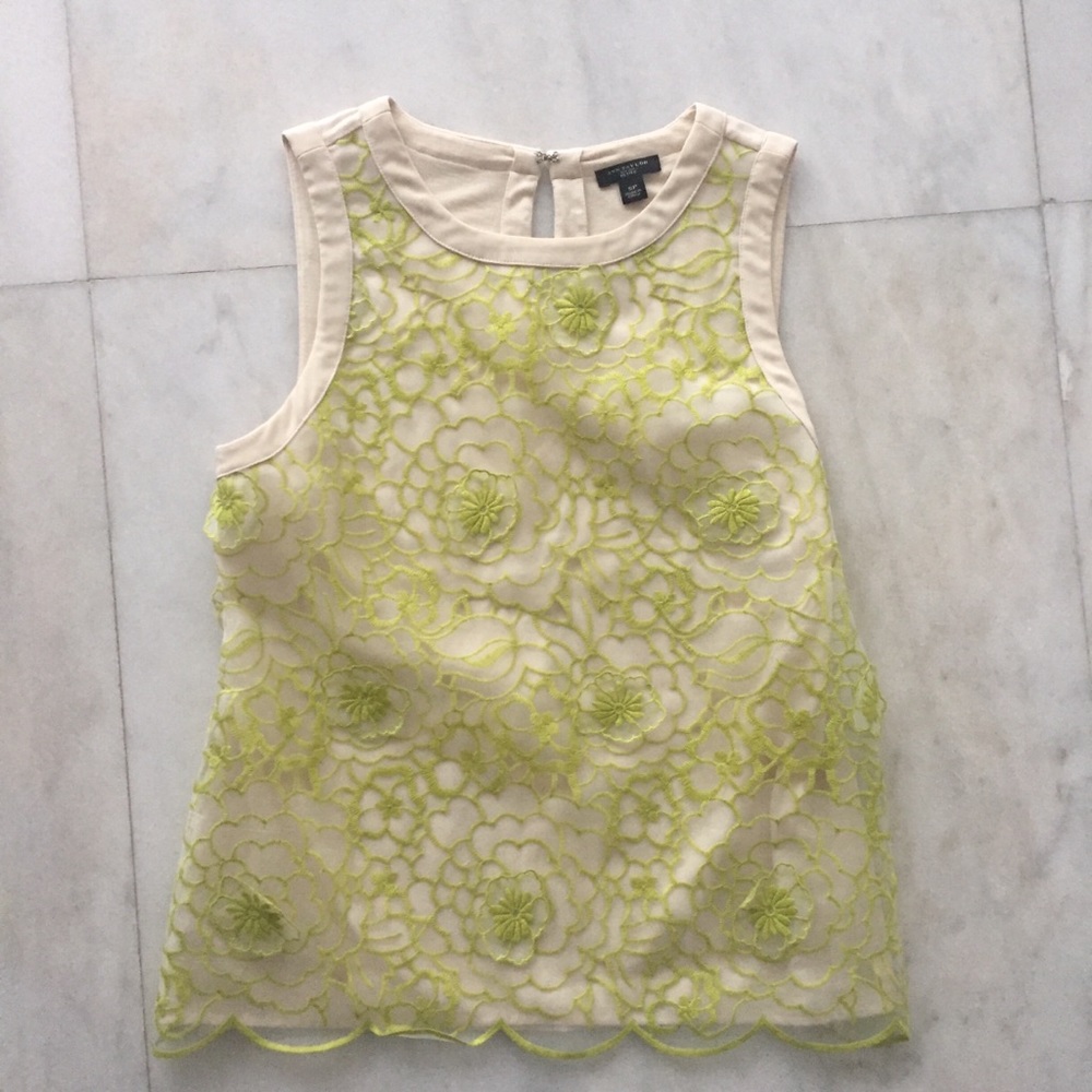 Ann Taylor bright yellow floral top